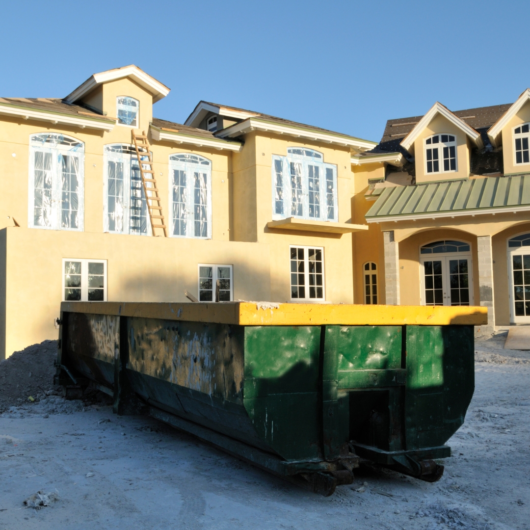 Dumpster outside of a home